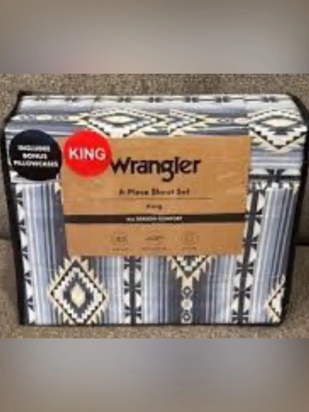 NEW WRANGLER KING RYDER AZTEC BLUE CREAM NAVY 6 PIECE 4 PULLOWCASES
